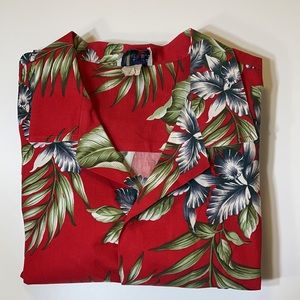 Red Floral Men's Casual Button Down Shirt